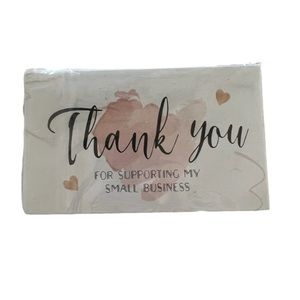 New - Thank You Business Card - Pink‎ Watercolor & Hearts - 30 pieces